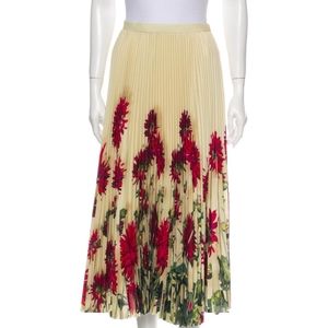 DRIES VAN NOTEN SS19 PLEATED FLORAL MIDI SKIRT